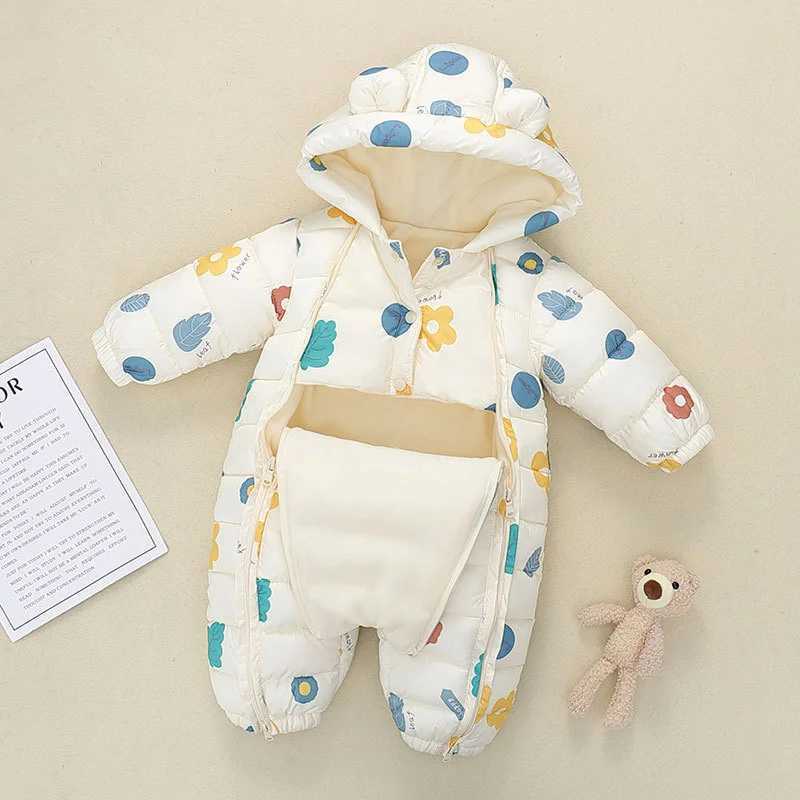 Down Coat 2024 Winter Overall For Children Infant Down Cotton Thicken Clothes Hooded snowsuit Baby boy costume Girls Jumpsuit Baby Romper H241010