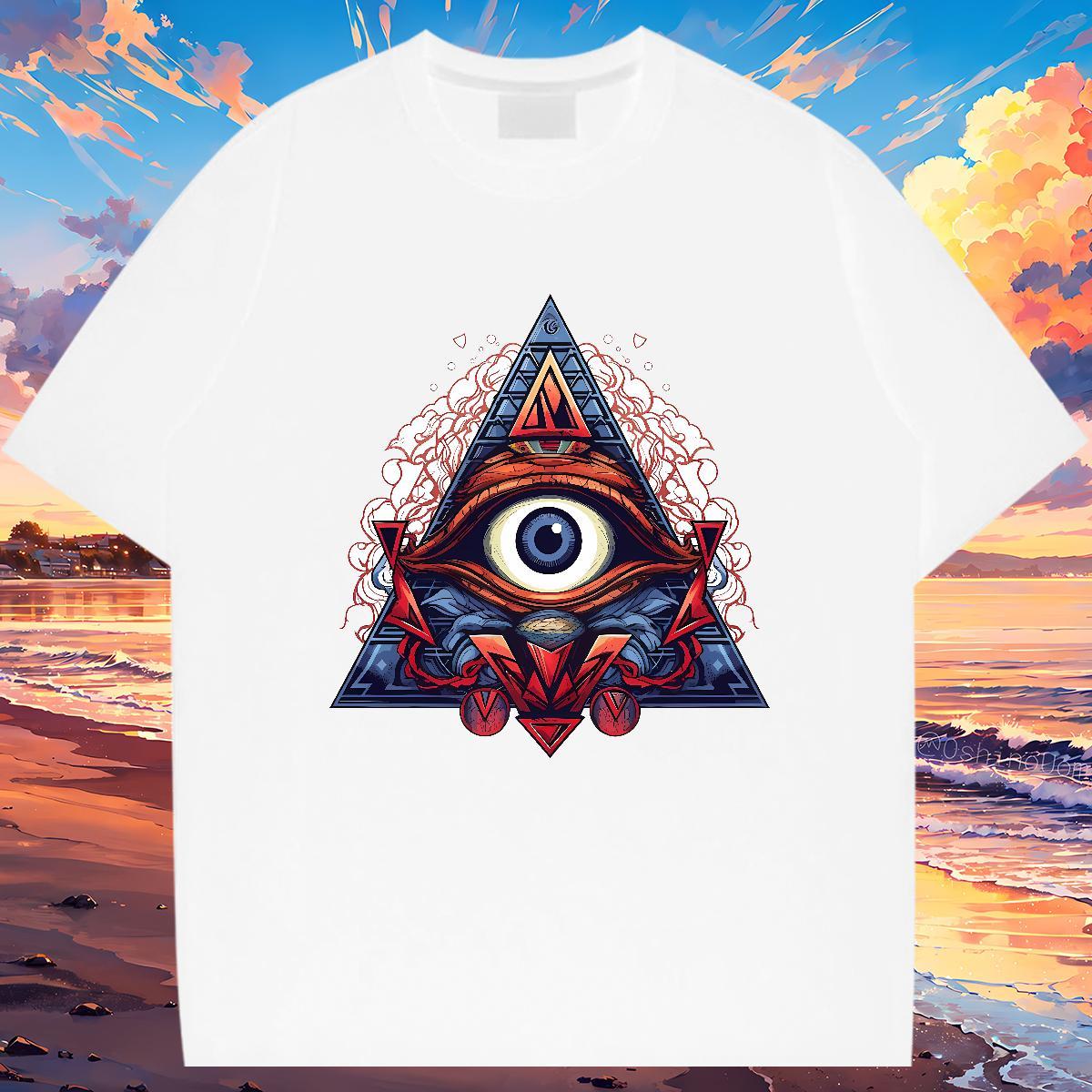 Comfortable T Shirt For Man 230g 100% Cotton eye of the devil Anime Printing Street Cartoon Printing M-4XL Breathable Short Sleeve Mens Tshirts 2024 S