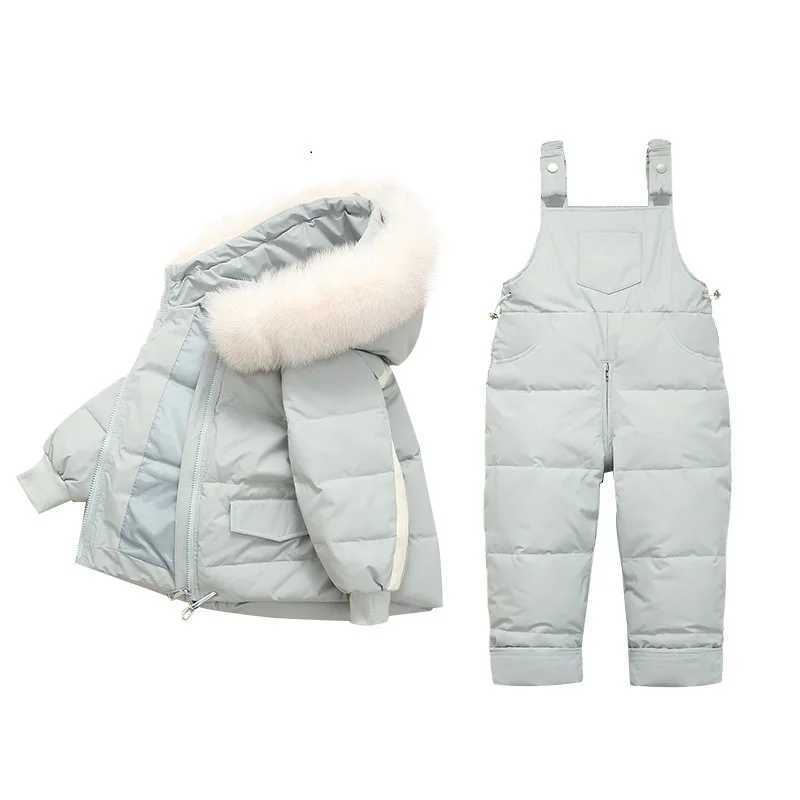 Down Coat Children Winter Down Jacket + jumpsuit 2pcs s Toddler Girl Boy Clothes coat pants Suit Warm parka Baby Overalls Clothing Sets H241010