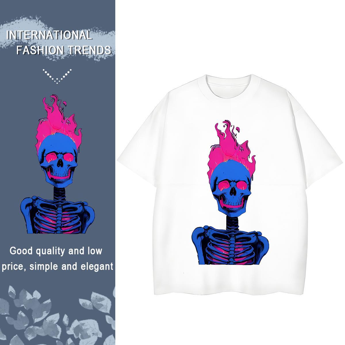 TOP Quality Womens T Shirts 230g Pure Cotton O Neck Short Sleeves Street skull Woman Tshirt Designer Nice Custom Print Oversized Clothes Shirt