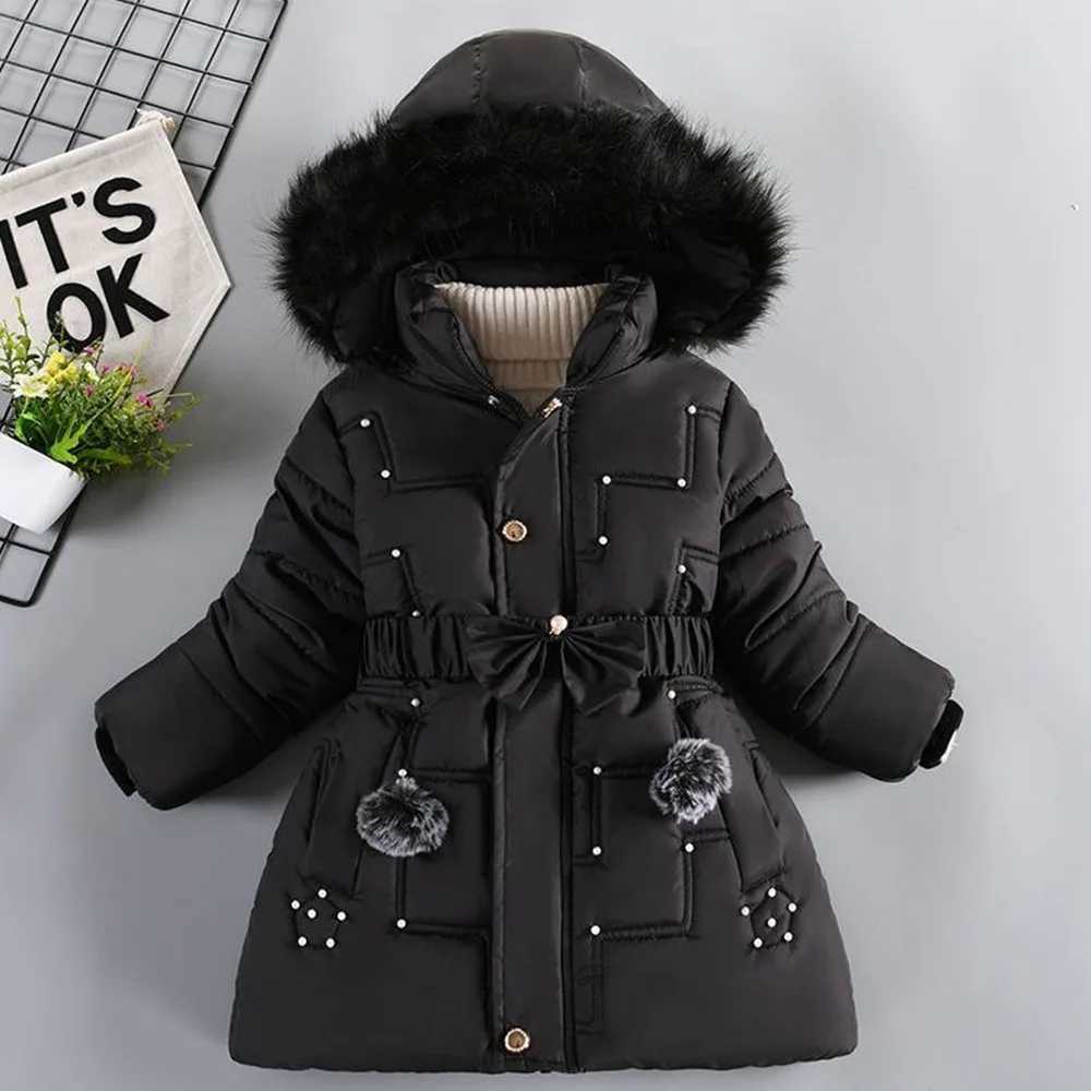 Down Coat New Children Winter warm cotton Jacket toddler Girl clothing clothes Thick faux fur Coat Hooded Outwear parka Cartoon snowsuit H241010