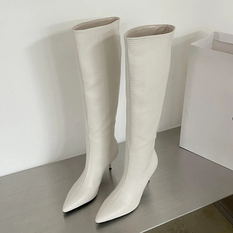 Eilyken n Pointed Toe Womens Knee High Boots Party Dress Street Boots Thin Boots 241007