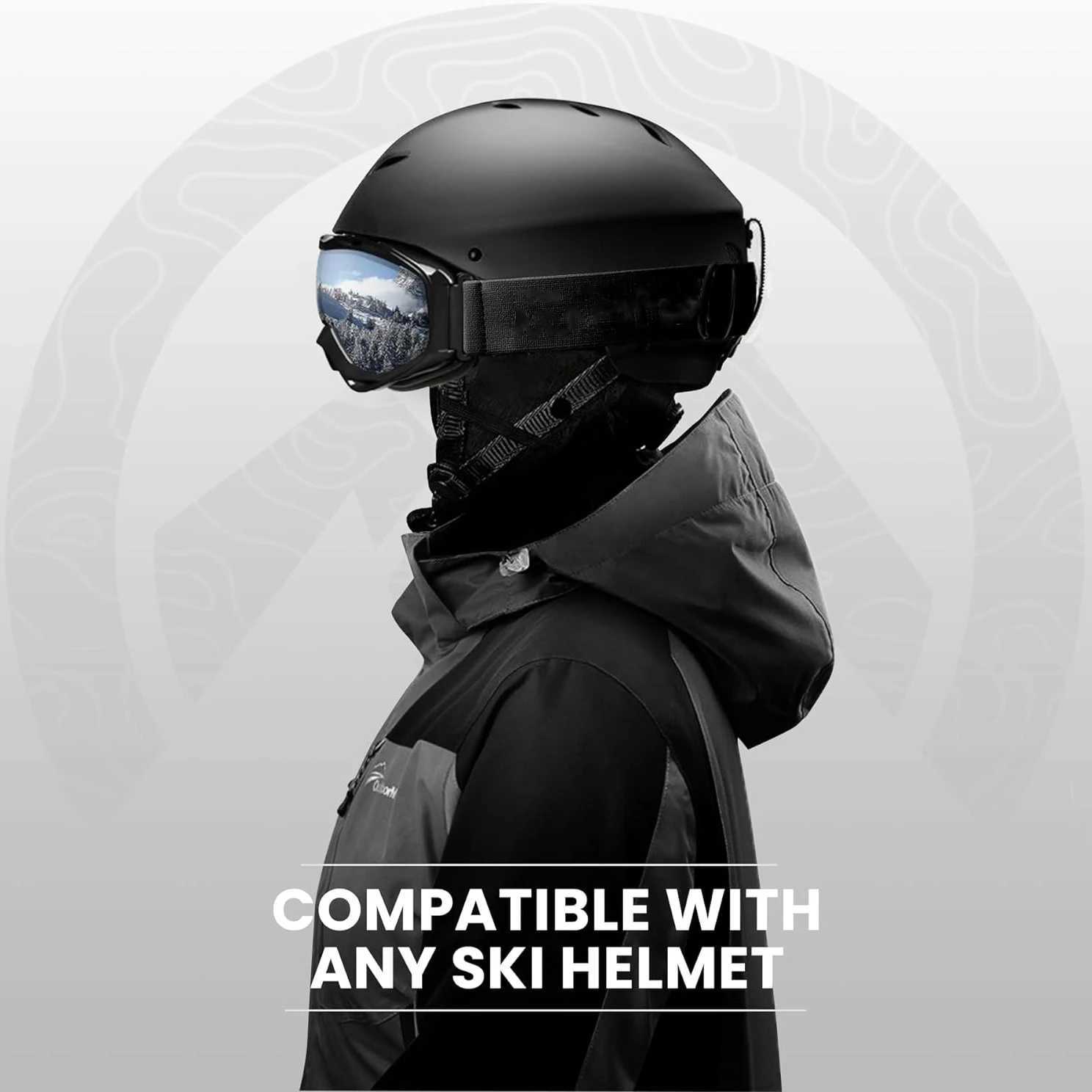 Adult skiing goggles black glass skis 100% UV protection snow double fog magnetic protection CL241010