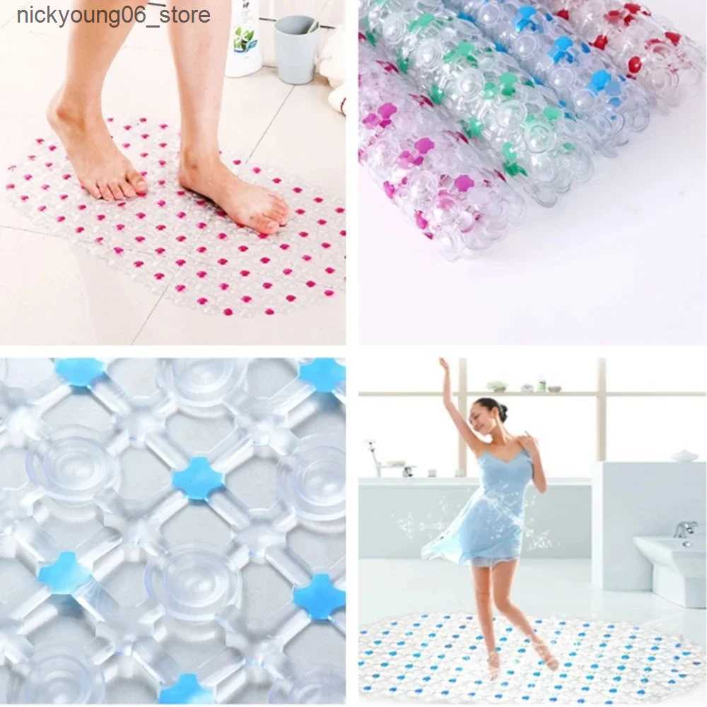 Non-Slip Bath Mats Rectangle PVC Anti-skid Bath Mats Soft Shower Bathroom Massage Mat Suction Cup Non-slip Bathtub Carpet Large Size Anti-slip Mats L2