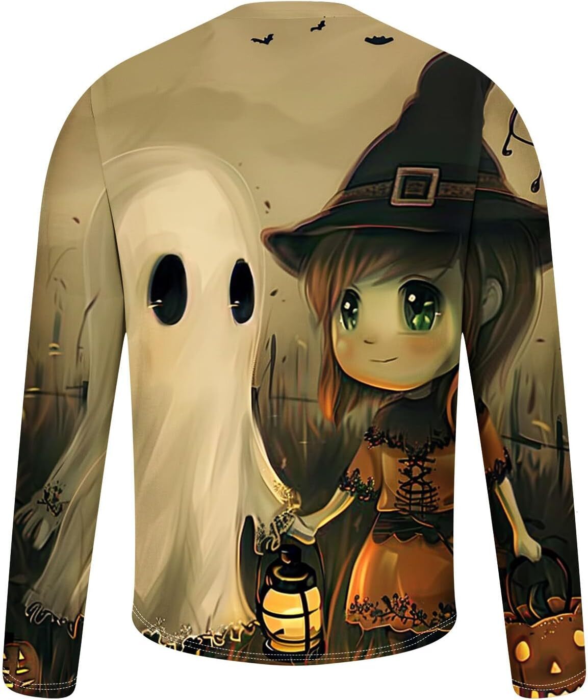 Long Sleeve Shirts for Men sweatshirt Mens Pumpkin Ghost Crewneck Casual T-Shirt 3D Print Cute Funny Halloween Costume Streetwear Casual tops clothes