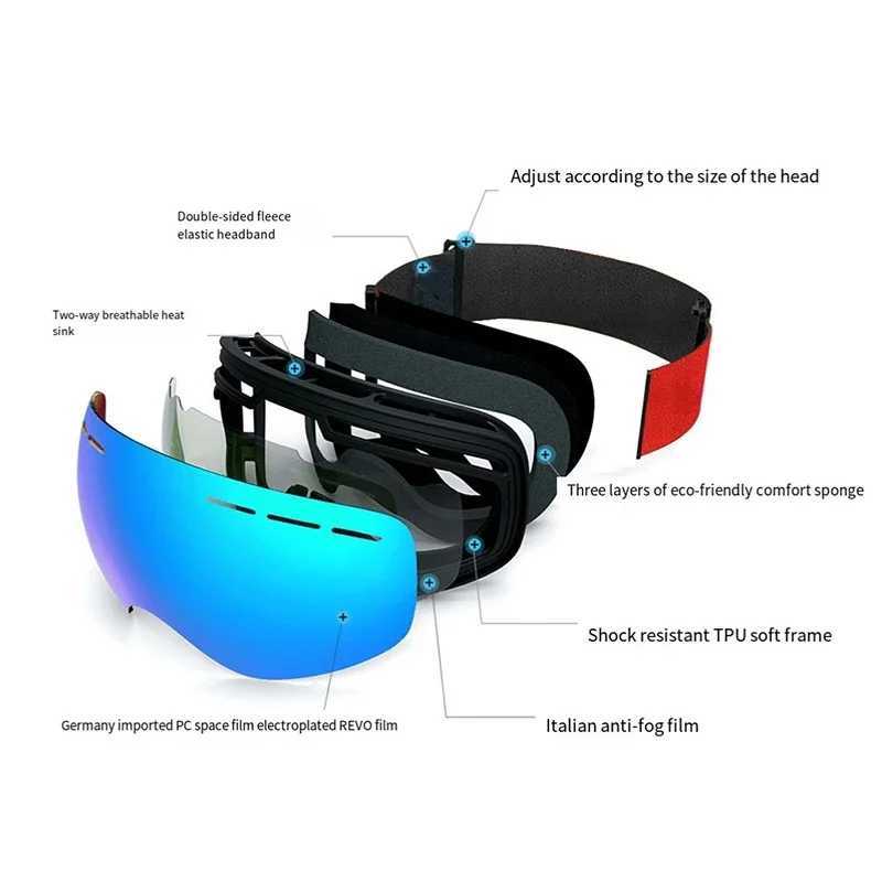 New mens double-layer anti fog large ski mask UV400 goggles winter ski goggles CL241017