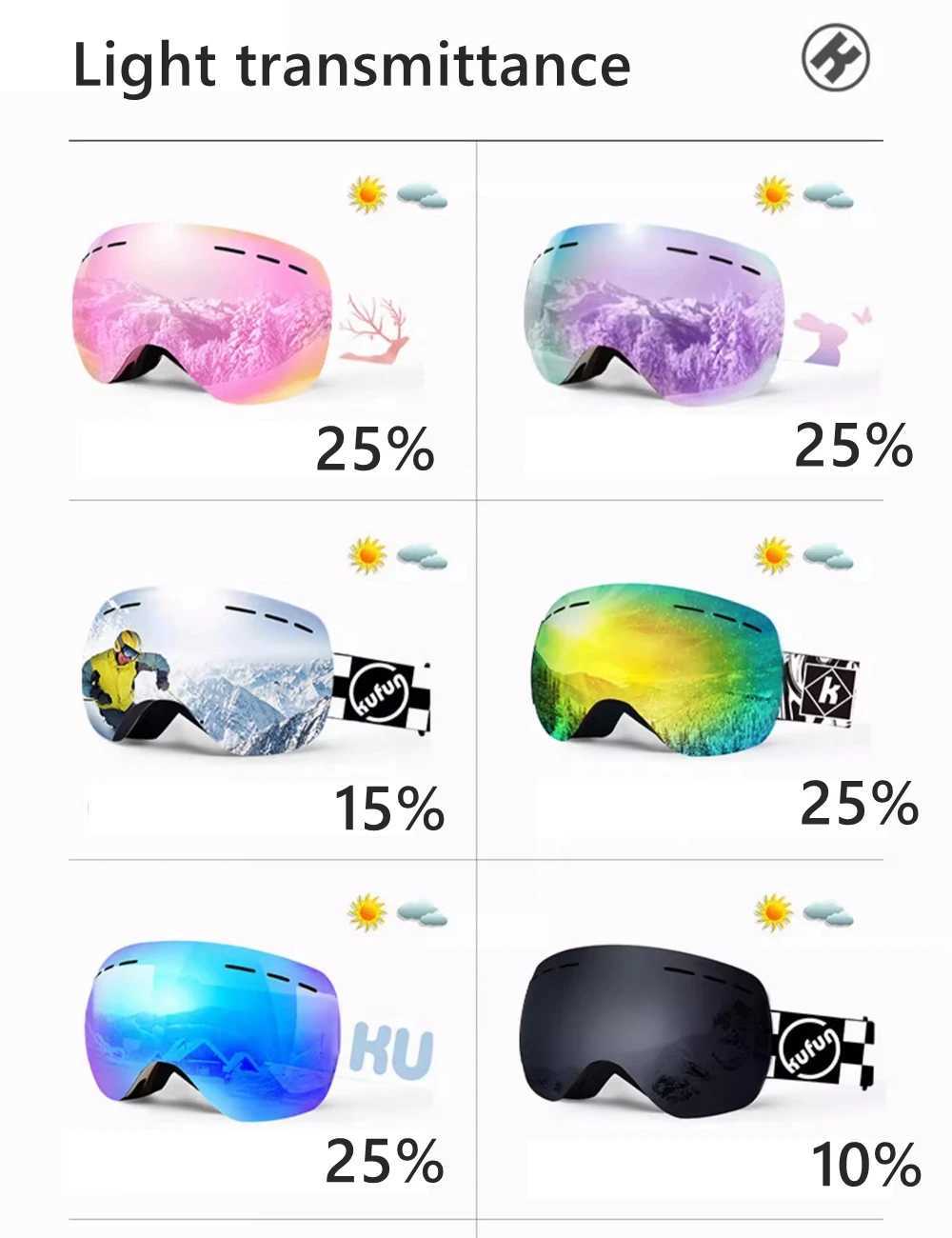 Ski goggles windproof spherical HD anti fog support Myopia glasses winter sports adult skis men and women blue pink purple CL241010