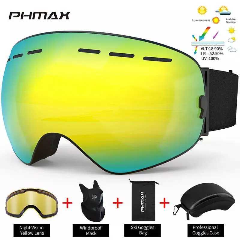 PHMAX Ski Goggles Double layer Lens Ski Glasses UV400 Protection Anti fog Ski Goggles Outdoor Sports Ski Goggles Mens CL241010