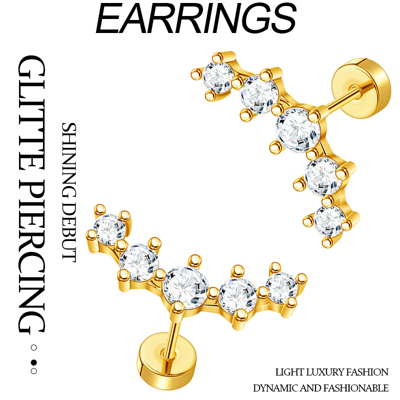 TUPMI 20G Cartilage Earrings for Women 14K Gold Stainless Steel Flat Back Cartilage Stud Earrings for Sensitive Ear Leaf Opal CZ Handmade Helix