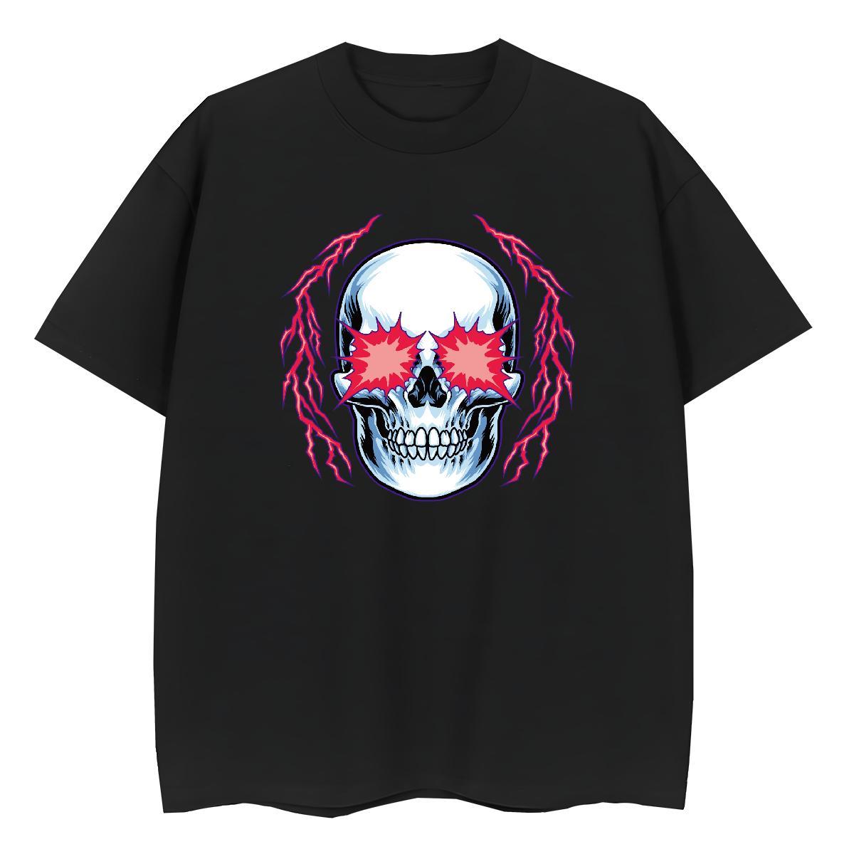 Fashion Women T Shirts 230g Pure Cotton Crew Neck Breathable Casual skull Couples T Shirts Popular Black Oversized Tees