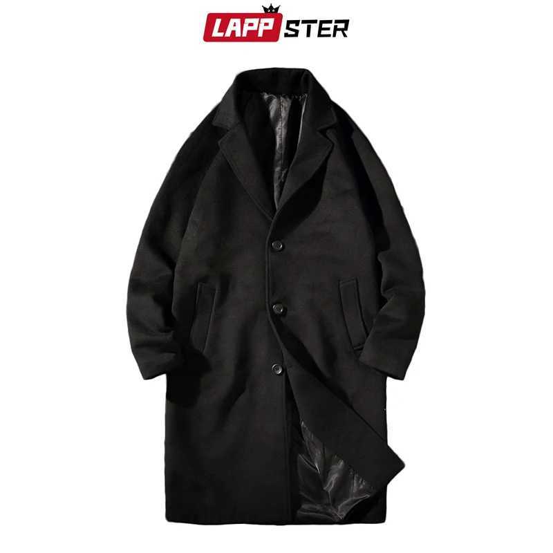 LAPPSTER Men Korean Fashion Winter Jacket Coats 2023 Wool Coat Mens Oversized Harajuku Overcoat Male Japanese Streetwear Jackets LX241010