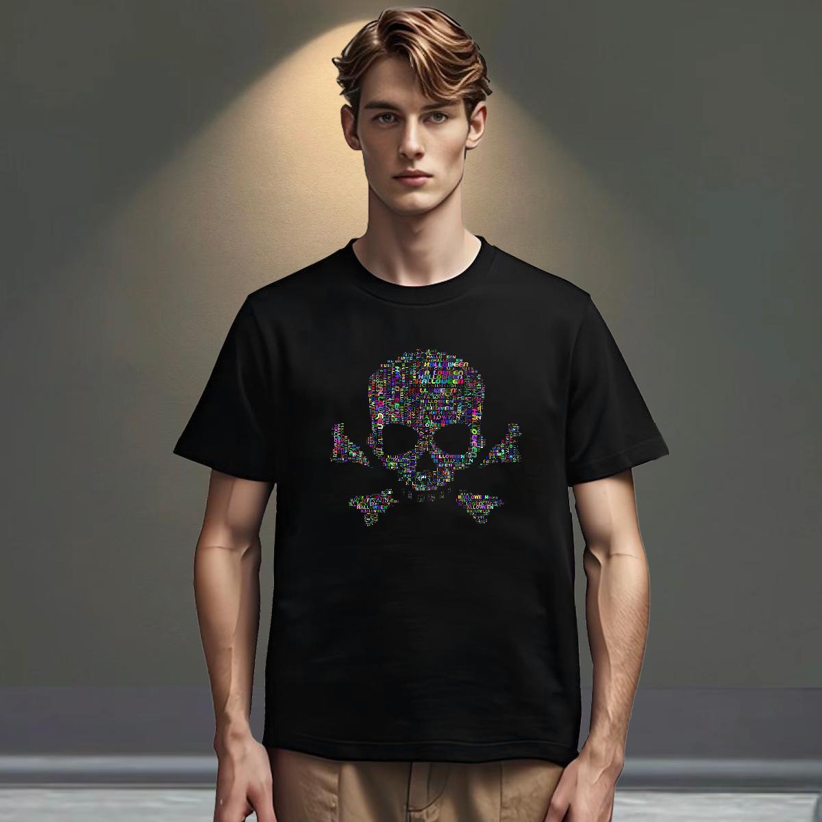 Unisex T Shirt For Man 230g Cotton skull Home Outdoor Asian Size O Neck Short Sleeves Men Tshirts DIY Tops Tees