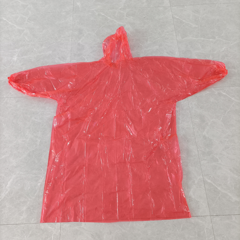 Impermeable disposable PE raincoat long sleeved hooded rainproof EVA raincoat