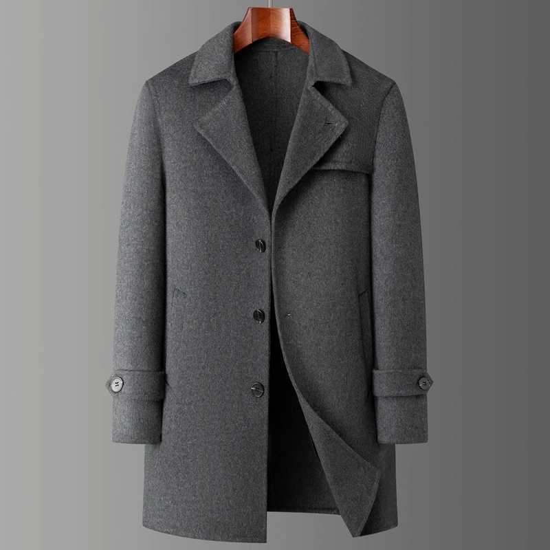 2024 Autumn/Winter New Mens Solid Color Double sided Fleece Coat 70% Wool High Quality Business Leisure Warm Coat LX241010