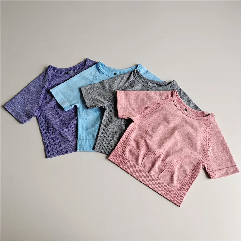 Seamless Yoga Set Fitness Short Sleeve Crop Top Shirts Running Shorts Workout Clothes For Women Gym Sets 2 Piece Set 241010