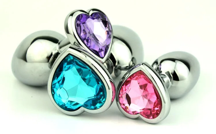 Small Size of Metal Anal Plug with Colorful Diamond Heart Stainless Steel Crystal Butt Plug Stimulator Anal Sex Product 241010
