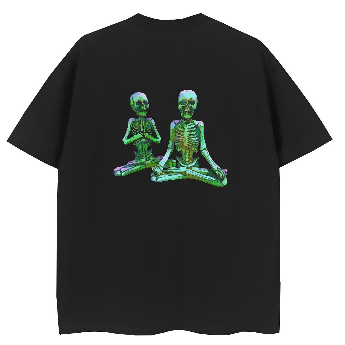 TOP Quality T-Shirts for Women 230g 100% Cotton Round Neck Short Sleeve Outdoor skull Tshirt for Man Woman Brand Cartoon Printing L-4XL Tops Tees