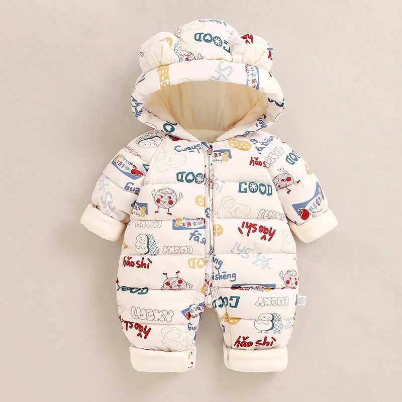 Down Coat New born Baby Girl clothes Winter Plus Velvet Thick Jumpsuit Romper boy Overalls Toddler Outerwear Coat little girls clothing H241010
