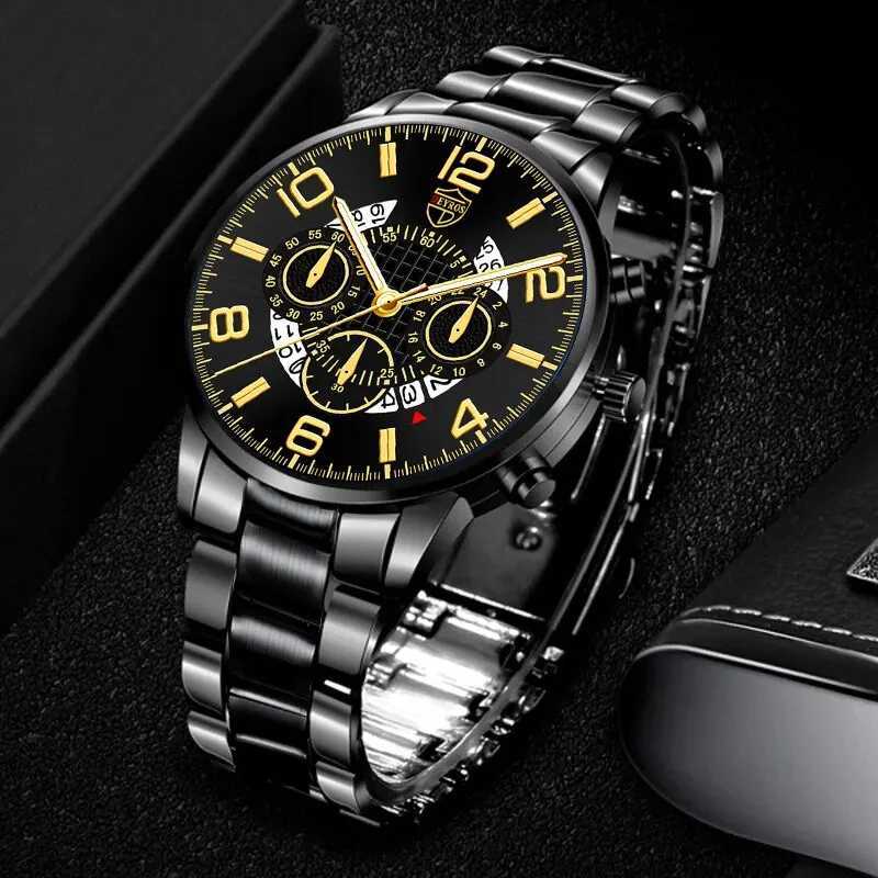 2PCS Fashion Mens Bracelet Watches Set Luxury Men Sports Silver Stainless Steel Quartz Watch Man Business Casual Wrist WatchX241010