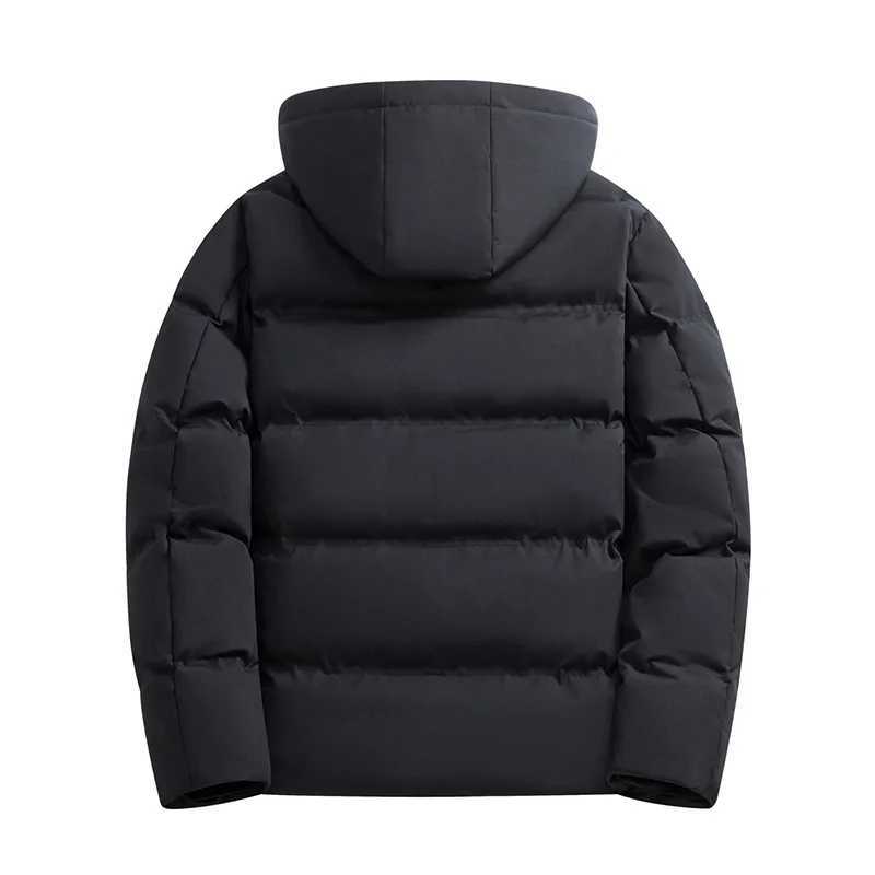 Men's Down Parkas Mens Business Cotton Parkas Mens Waterproof Windproof Fabric Parkas Clothes Winter Mens Solid Color Business Zipper Warm Coat Y