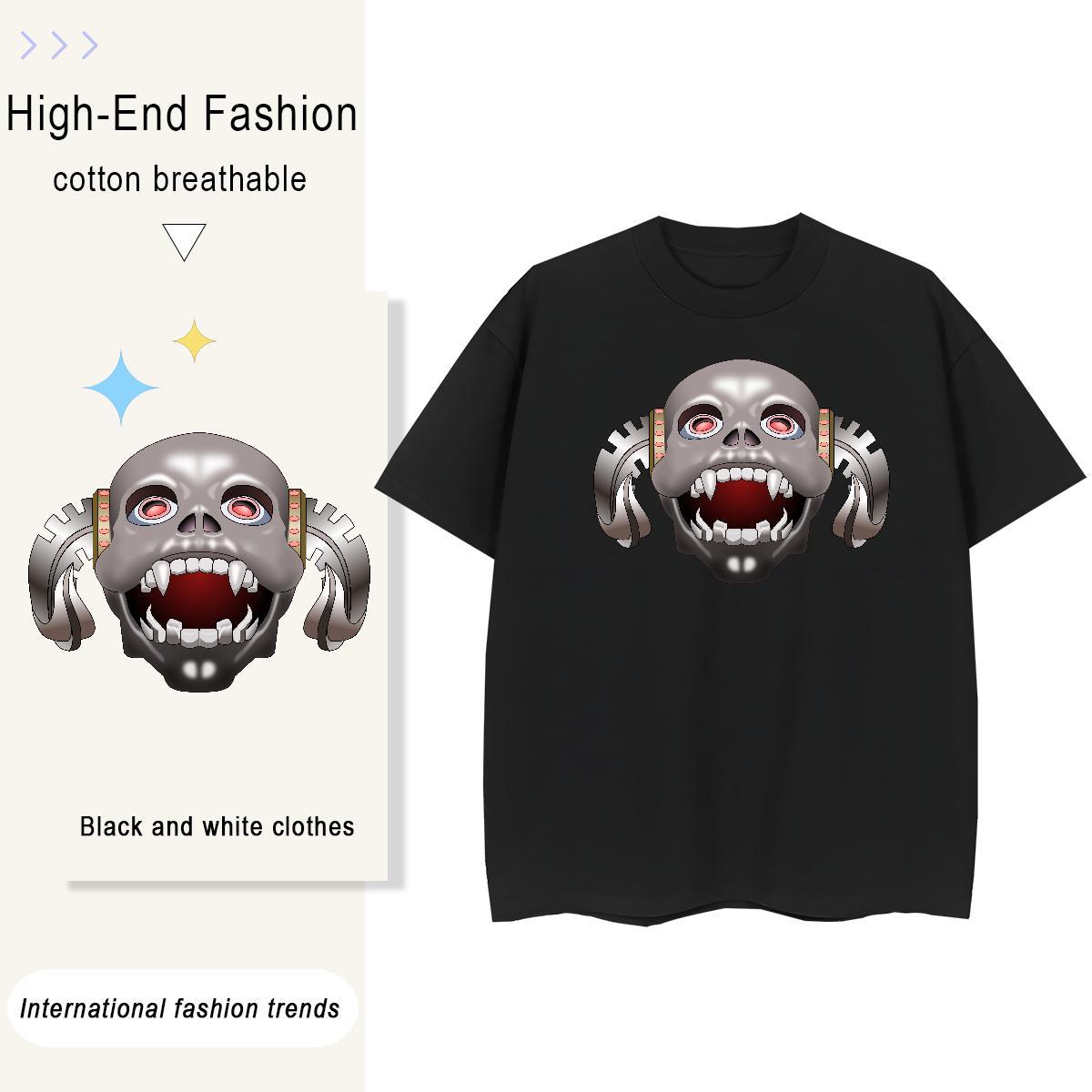 Casual New T Shirt For Woman 230g 100% Cotton Short sleeve Soft Daily Wear skull Women Tshirts Wholesale Floral Print Clothings