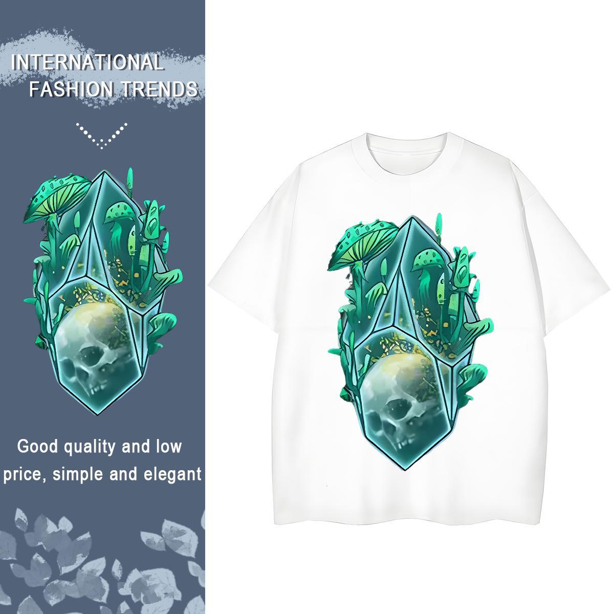 Casual New Womens T Shirts 230g Cotton Round Neck Short Sleeve Hip Hop Street skull Womens Tshirts Nice Customized Print Tops