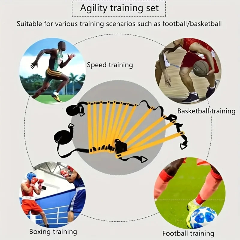 1 set of football training agile ladder with marking plate drag parachute nail hinder speed movement 241008