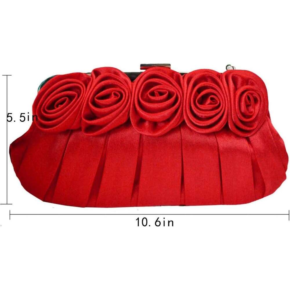 wer Inlaid Silk Evening Bag Shiny Rhie Wedding Clutch Handbag Purse