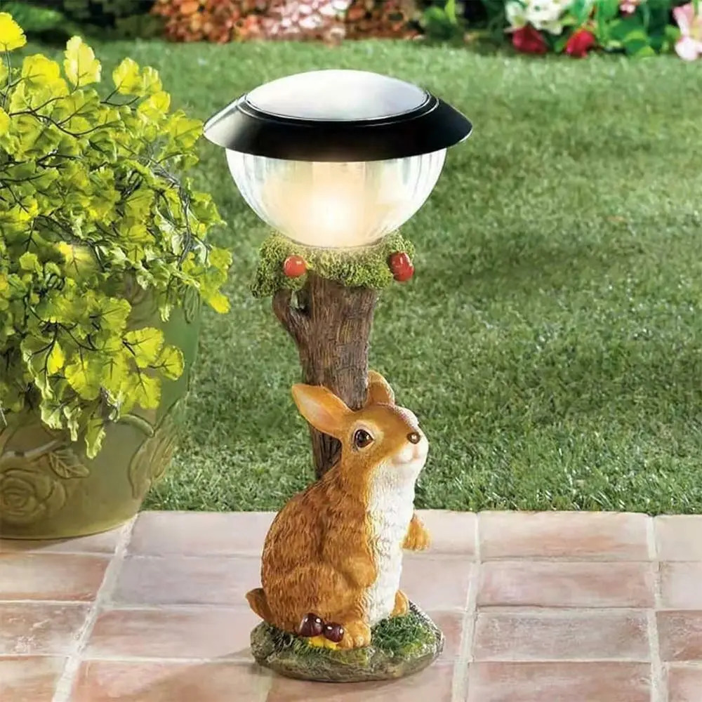 Handmade Lawn Light Artificial Squirrel Statue Decoration Cat Sculpture Solar Garden Animal Statue Animal Light Decoration 241008