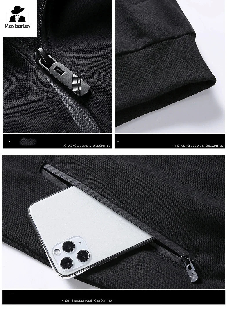 Spring/Autumn Sportswear Mens Sweatpants Set Two piece Black Sportswear Hip Hop Street Clothing Running Sportswear 240925