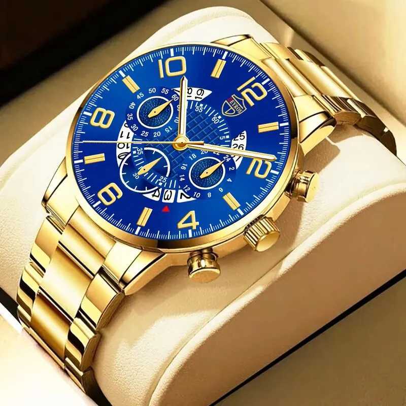 2PCS Fashion Mens Bracelet Watches Set Luxury Men Sports Silver Stainless Steel Quartz Watch Man Business Casual Wrist WatchX241010