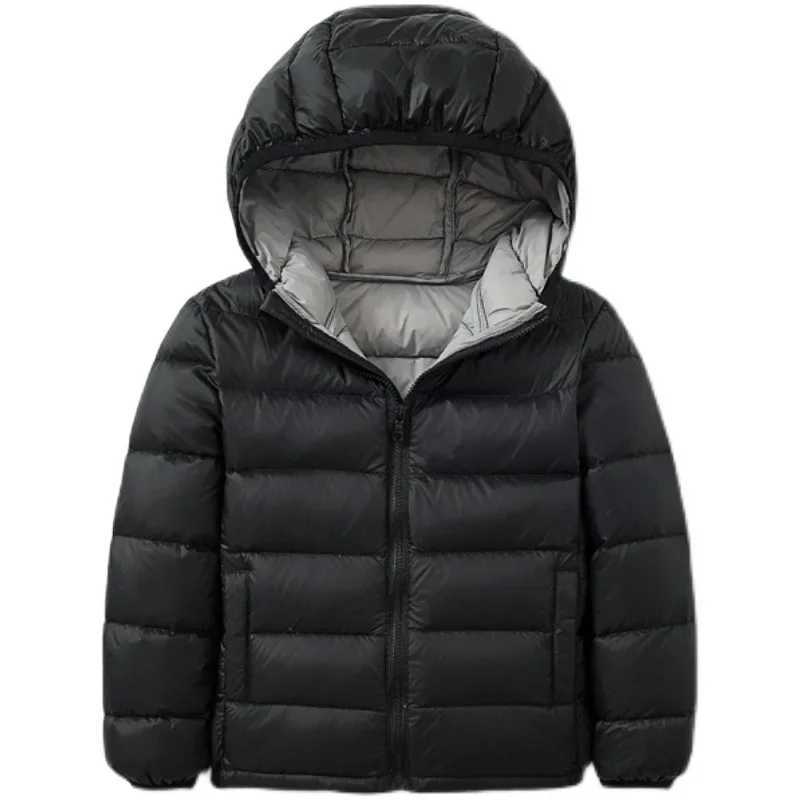 Down Coat High quality duck down jacket 2023 new ultra light hooded winter jacket suitable for boys and girls portable windproof fluffy park 14T H2410