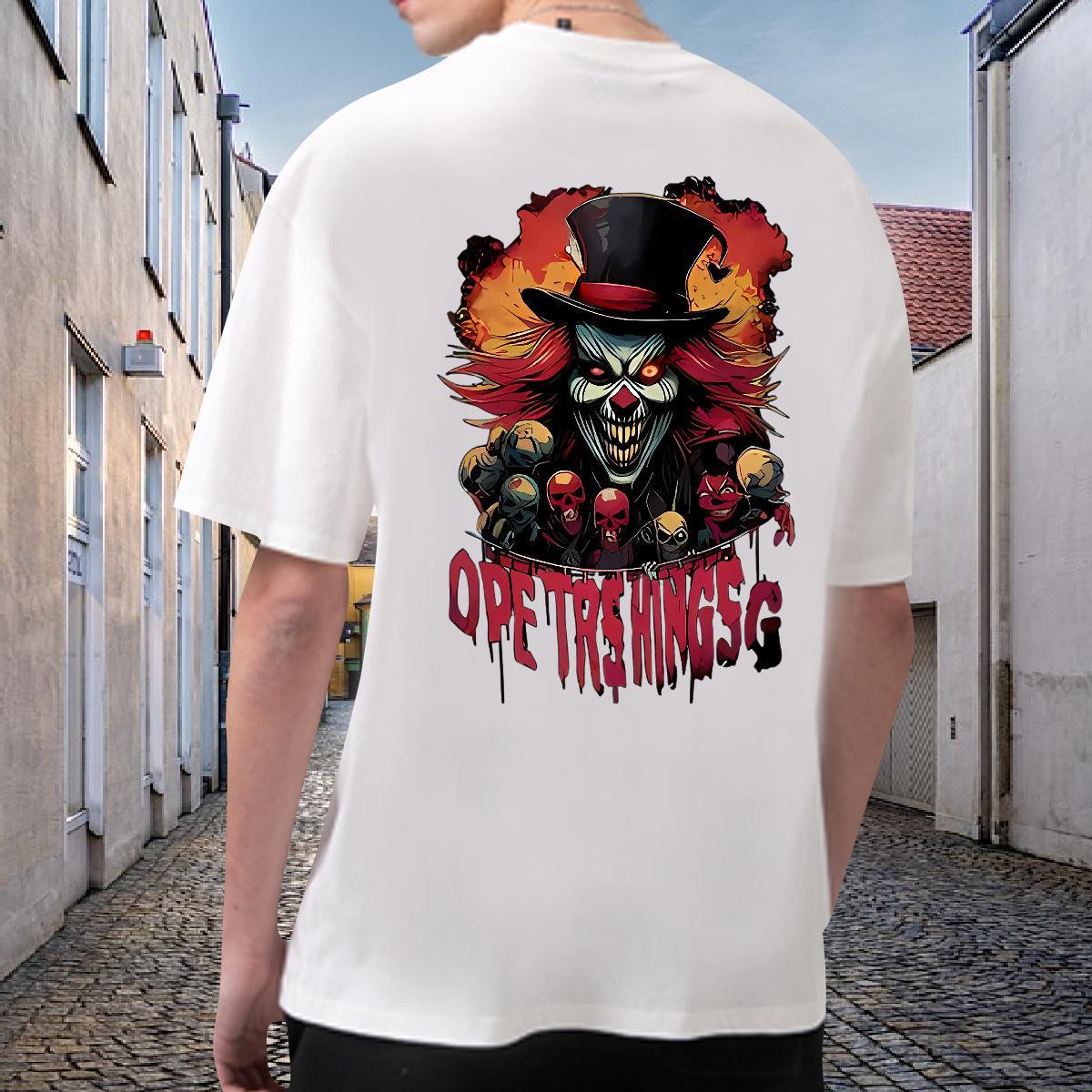 High Quality T-Shirts for Men 230g Pure Cotton skull Daily Outfit White Plus Size Breathable Crew Neck Mens Tshirts 2024 New Clothes