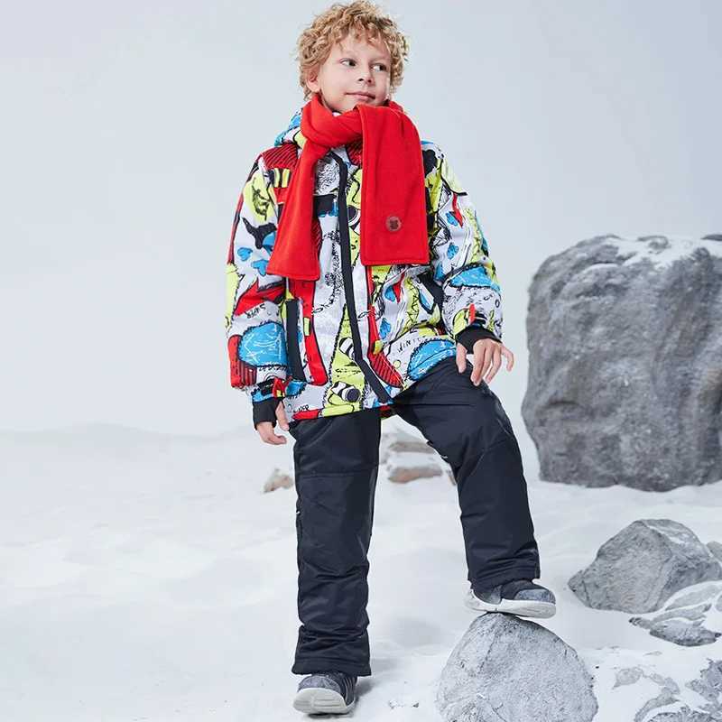 Down Coat NEW winter Children clothing set ski jacket boy girl s skiing snowsuit Waterproof outdoor sports clothes parka + Scarf H241010