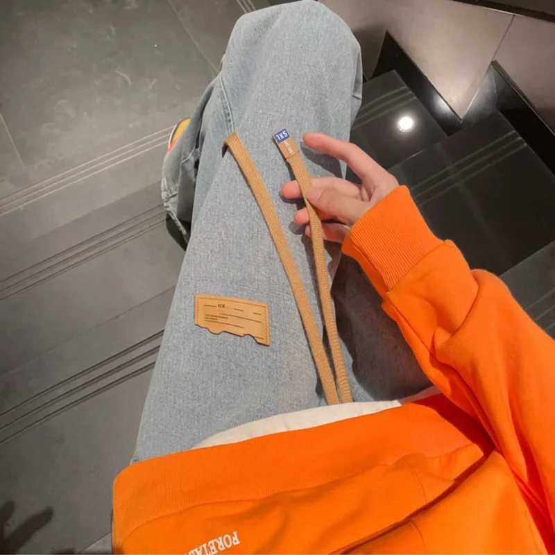 Mens Jeans Straight Trousers Wide Leg Man Cowboy Pants Large Size Light Blue 90s Streetwear High Quality Spring Autumn Y2k XsX241009