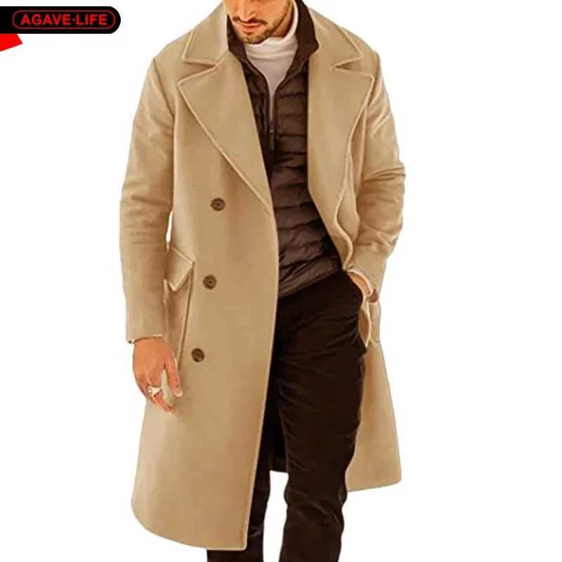 High Quality Mens Woolen Jacket Autumn Winter Thicken Warm Double-breasted Men Woolen Coats Lapel Comfortable Male Windbreakers LX241010