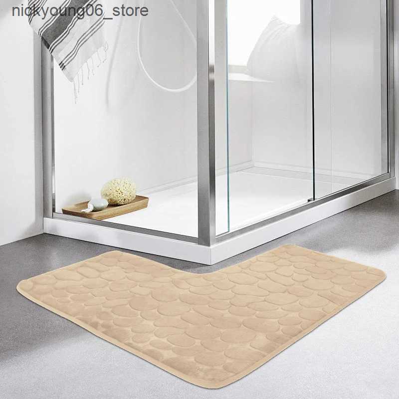Non-Slip Bath Mats Bathroom RugL-Shaped Bath MatNon Slip Corner Shower MatWater Absorbent Soft Bath RugWashable Rug Carpet for Square Shower L240910
