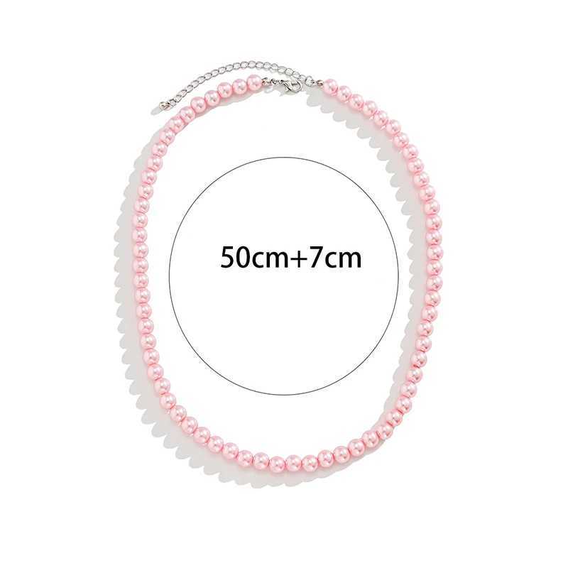 Trend Wedding Party Jewelry Pink Pearl Choker Necklace For Lovers Elegant Pink Imitation Pearl Beach Vacation Necklaces X0174X241009
