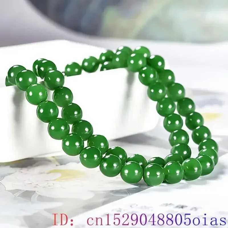 Green Real Jade Beads Necklace Chalcedony Stone Natural Jewelry Gift Beaded Designer Vintage Amulet GemstoneX241010