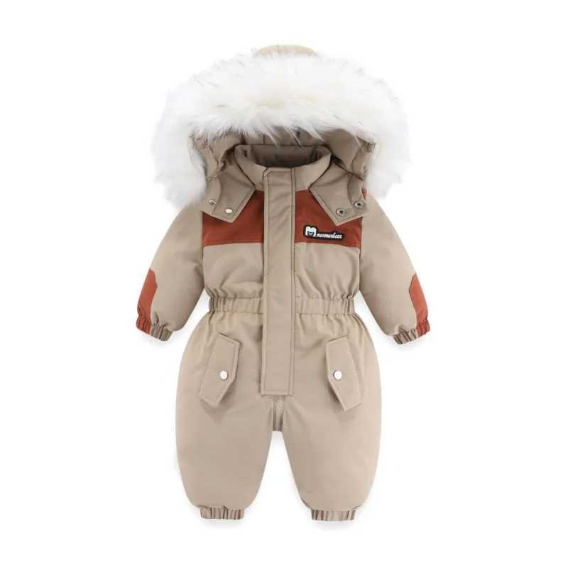 Down Coat -30 degree 2024 winter jumpsuit with velvet insulation for children aged 1-5 outerwear infants and boys snow jacket babies jumpsuits H241010