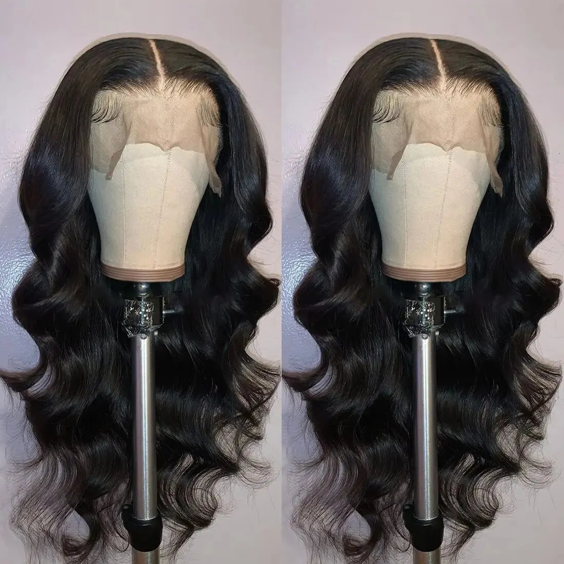 Body wave 13 * 4 lace front synthetic wig long matte lace front wig with pre shedding natural hair and baby hair 241007