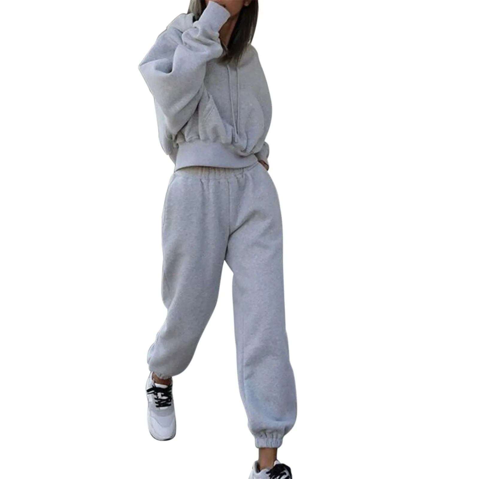 Womens Warm Hoodie and Pants Set Large Sports Wear Work Clothes Formal 241007