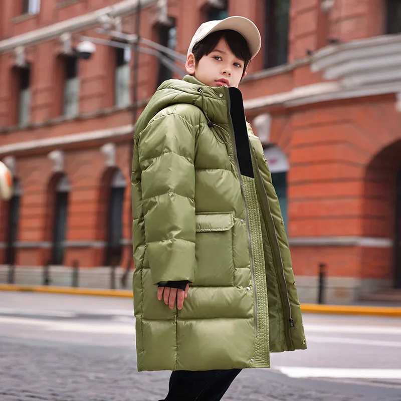 Down Coat OLE 2024 Winter Childrens Down Jacket Thick Waterproof Long Teenage Boys Jacket 5-16 Years Old Parka H241010
