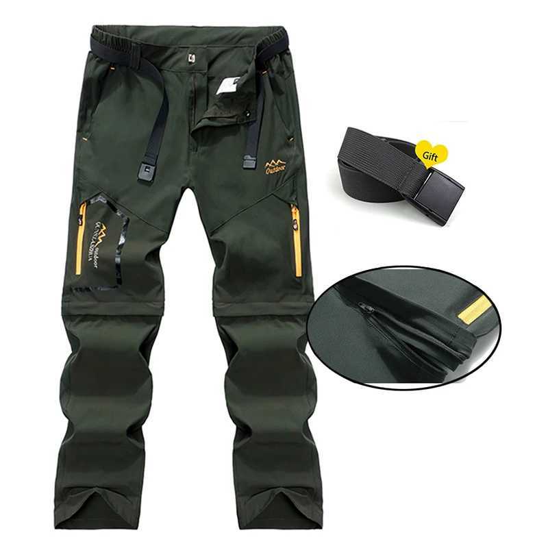 Mens convertible cargo tactical pants waterproof outdoor hiking pants zipper lightweight elastic work pants W241009