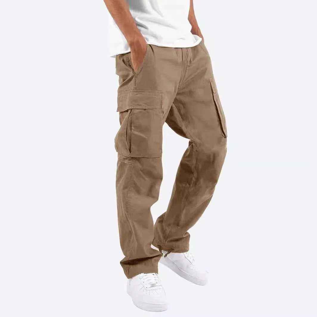 Mens cargo pocket casual mens high elasticity waist pocket wide leg overload S-5XL ZYYX-1207 W241009