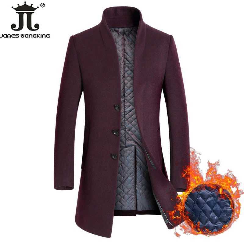 New Winter Mens Fashion Boutique High-grade Pure Color Wool Woolen Cloth Business Leisure Trench Coat / Men Thick Dust Coat LX241010