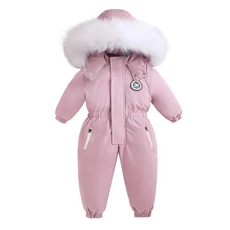 Down Coat -30 Winter Baby Clothes Thicken Warm Jumpsuits Snowsuits Girl Boy Hooded Jacket Waterproof Rompers Ski Suits s Coat Outerwear H241010