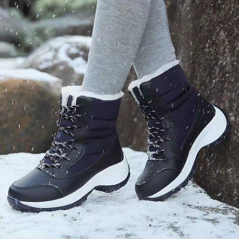 Women Boots Waterproof Heels Boots For Winter 2023 Tren Platform Ankle Boots Keep Warm Snow Shoes Plush Outdoor Short Boots Y241010