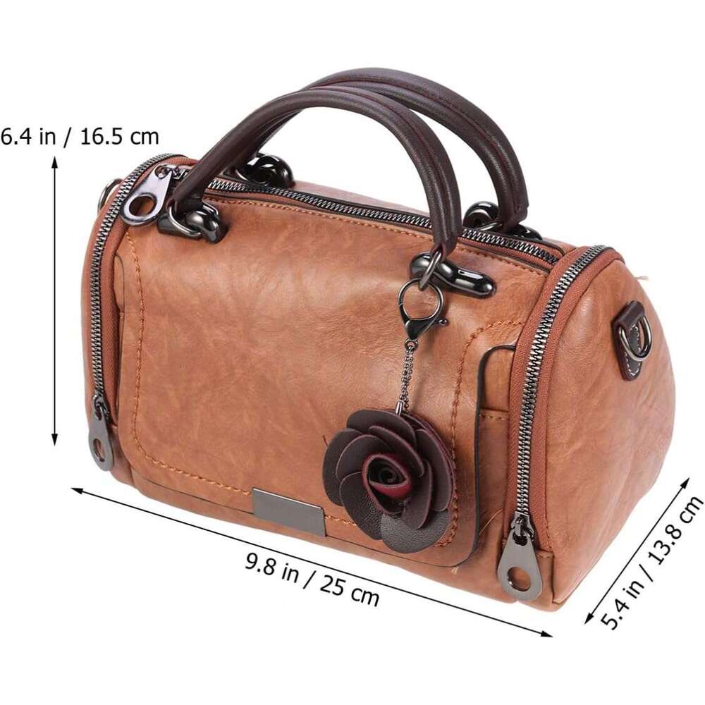 Pillow Bag Woman Portable Shoulder Handbags Dual-use Boston Barrel Crossbody Handbag (Red)