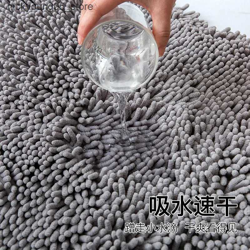 Non-Slip Bath Mats Solid Color Soft Plush Chenille Non Slip Bathroom Bath Mat Water Absorption Floor Door Mat Toilet Rug Home Decoration Carpet L24091